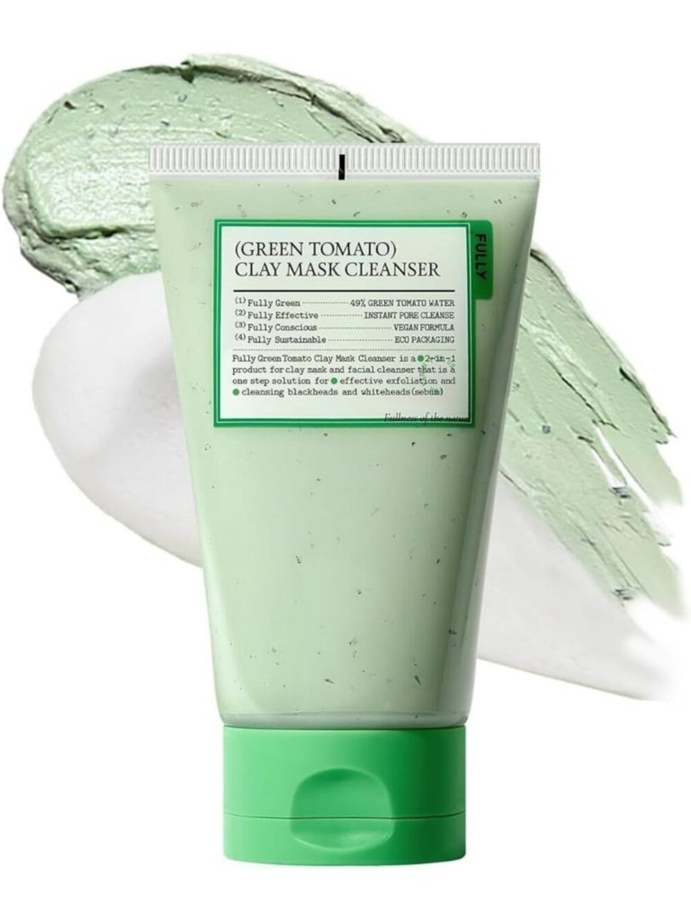 Green Tomato Clay Mask Cleanser for Deep Pore Cleanse, Blackhead Control